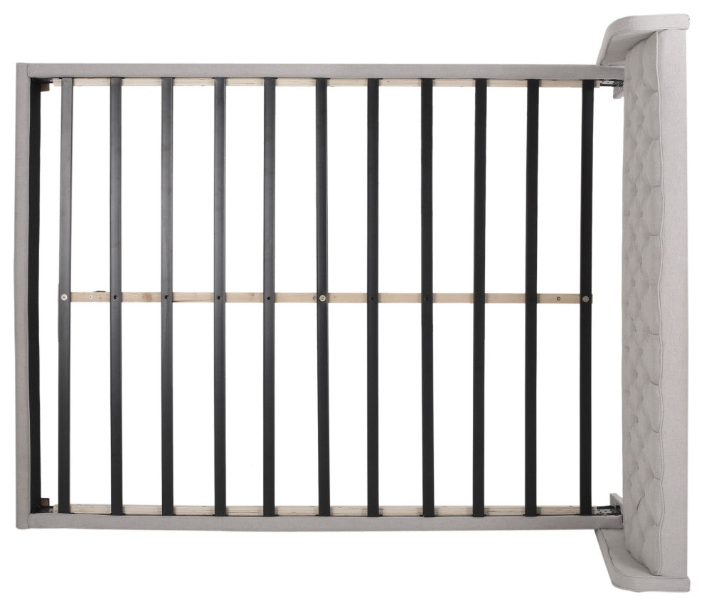 GDF Studio Twilight Fully Upholstered Fabric Queen Bed Set, Light Gray