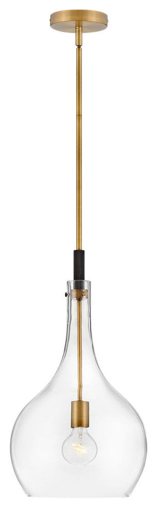 Hinkley Ziggy 23" Medium Pendant Light, Heritage Brass + Clear Glass Shade