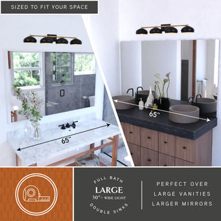 Belmont 4 Light Vanity Matte Black and Satin Brass