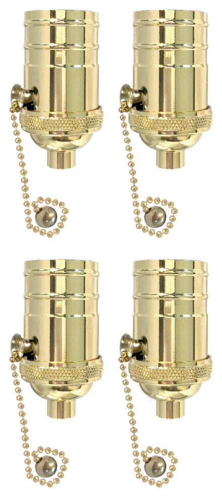 Royal Designs, Inc. Vintage Pull Chain Lamp Socket, Polished Brass, Set of 4