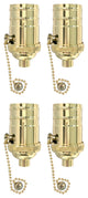 Royal Designs, Inc. Vintage Pull Chain Lamp Socket, Polished Brass, Set of 4