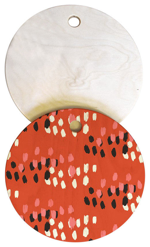 Morgan Kendall Red Scribbles Cutting Board Round, 11.5"x11.5"
