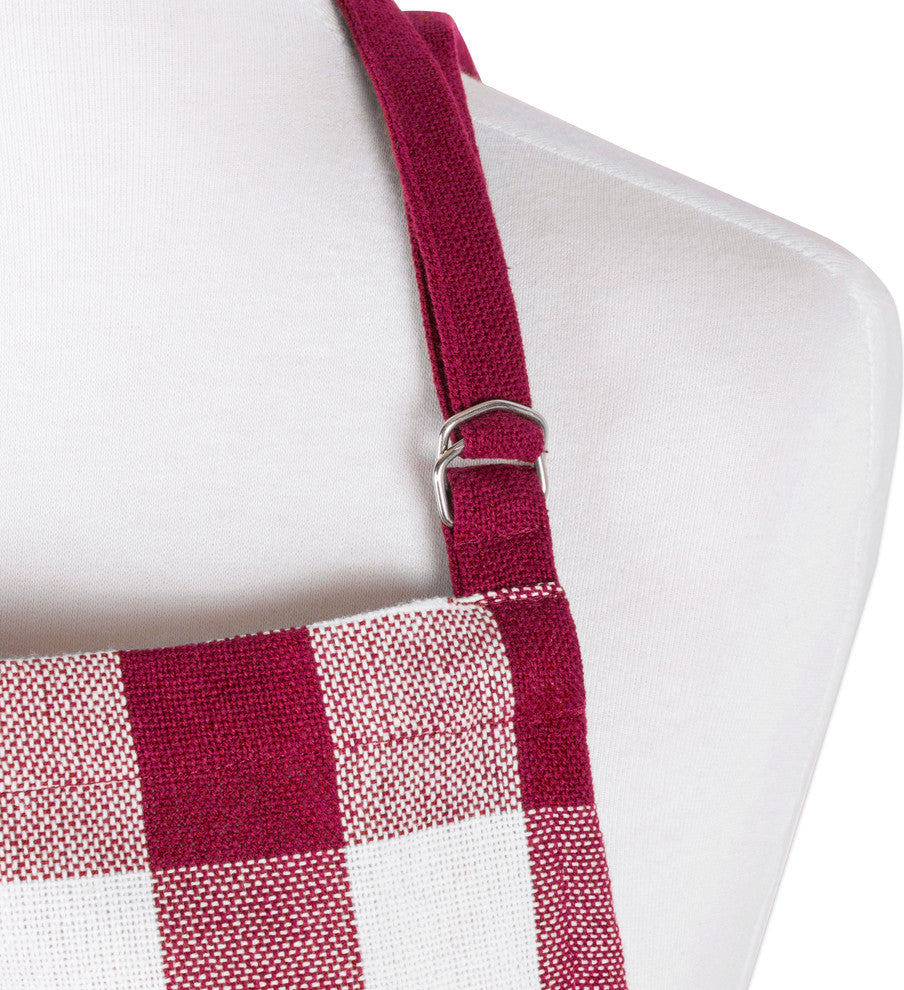 DII Wine Heavyweight Check Fringed Chef Apron