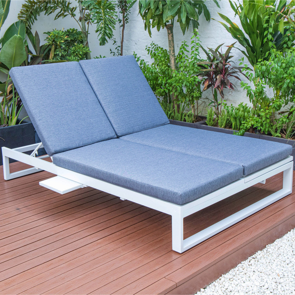 LeisureMod CLW-82BU Chelsea Convertible Lounge Reclining Double Chaise Cushions