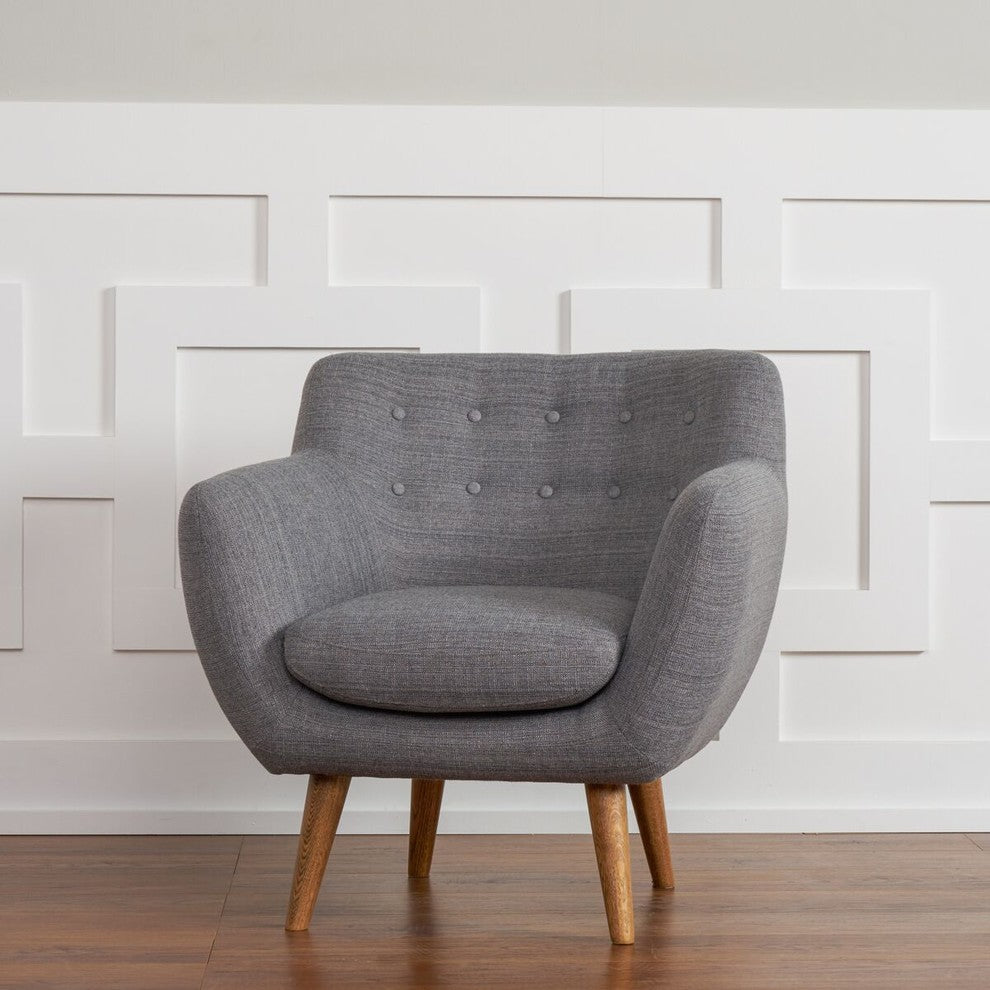 Rhodes Mid-Century Modern 2-Piece Living Set, Steel Gray
