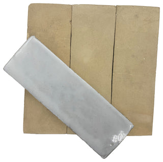 Moroccan Handmade 2x6 Solid Color Zellige Tile, White Piece