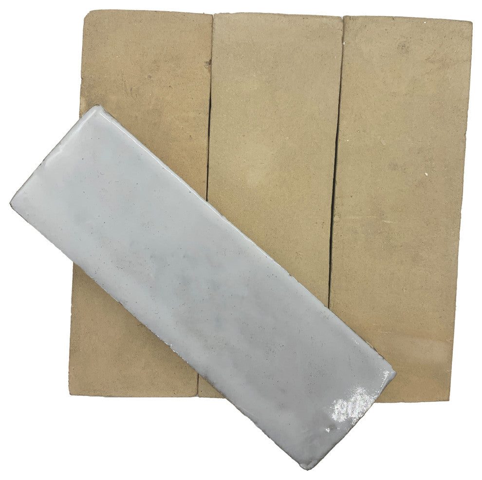 Moroccan Handmade 2x6 Solid Color Zellige Tile, White Piece