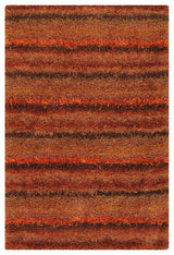 Kubu Striped Area Rug, Rust, 9'x13' Rectangle