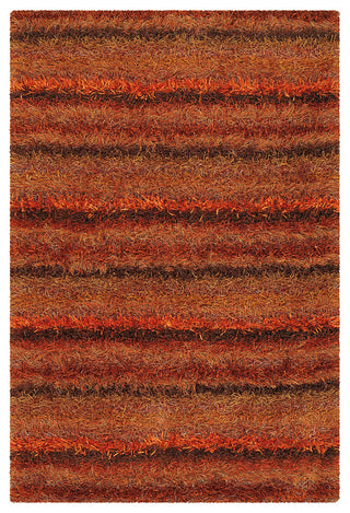Kubu Striped Area Rug, Rust, 9'x13' Rectangle