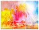"Retro Palms Yellow Watercolor" Trees Metal Wall Art, 3 Panels, 36"x28"