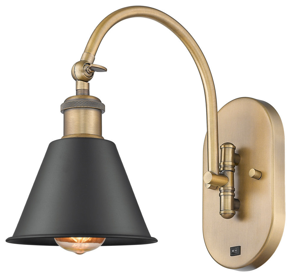 Innovations 518-1W-BB-M8-BK Smithfield 1 Light 7" Sconce, Brushed Brass