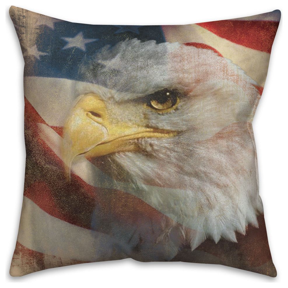 Patriotic Eagel 18x18 Throw Pillow