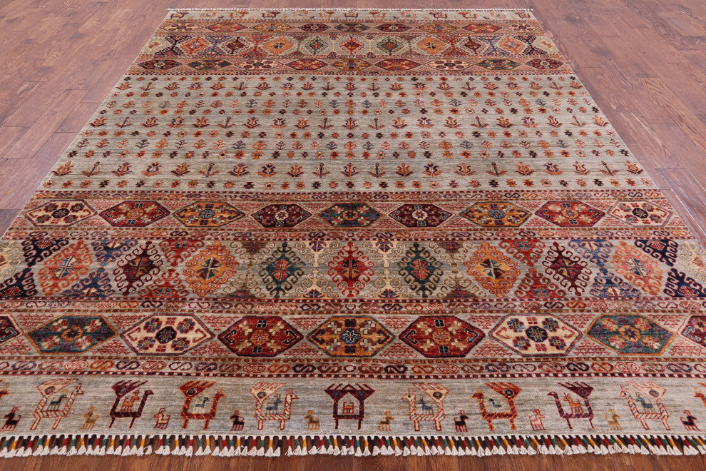 8' 4" X 10' 1" Persian Gabbeh Tribal Handmade Rug Q5865