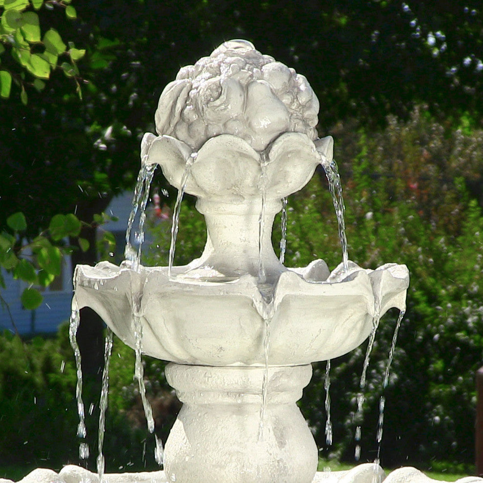 Sunnydaze 4-Tier White Electric Outdoor Water Fountain with Fruit Top - 52-Inch