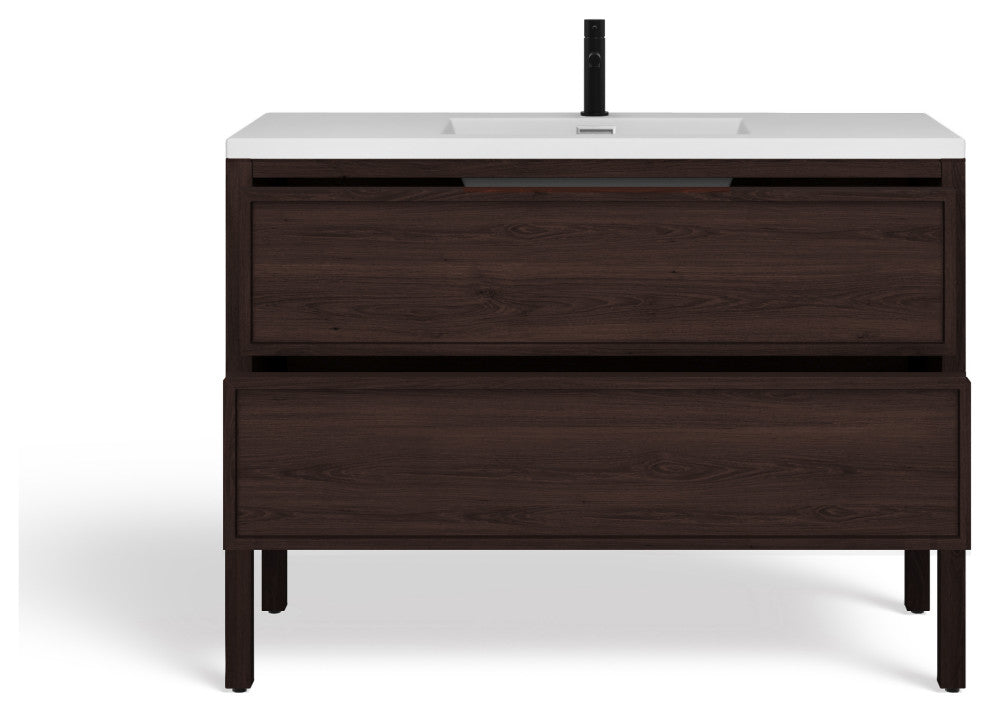 The Shiloh Bathroom Vanity, Dark Walnut, 48", Single Sink, Freestanding