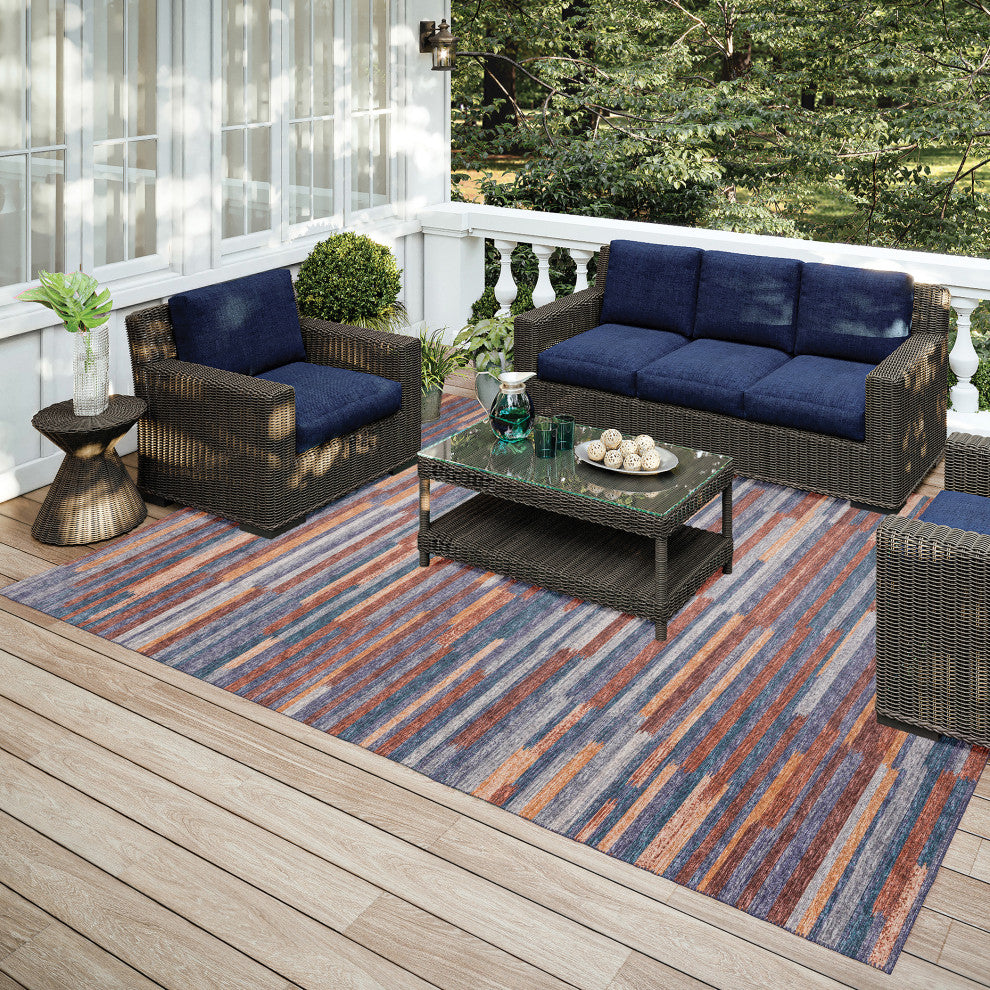 Indoor/Outdoor Sedona SN8 Denim Machine Washable 10' x 14' Rug