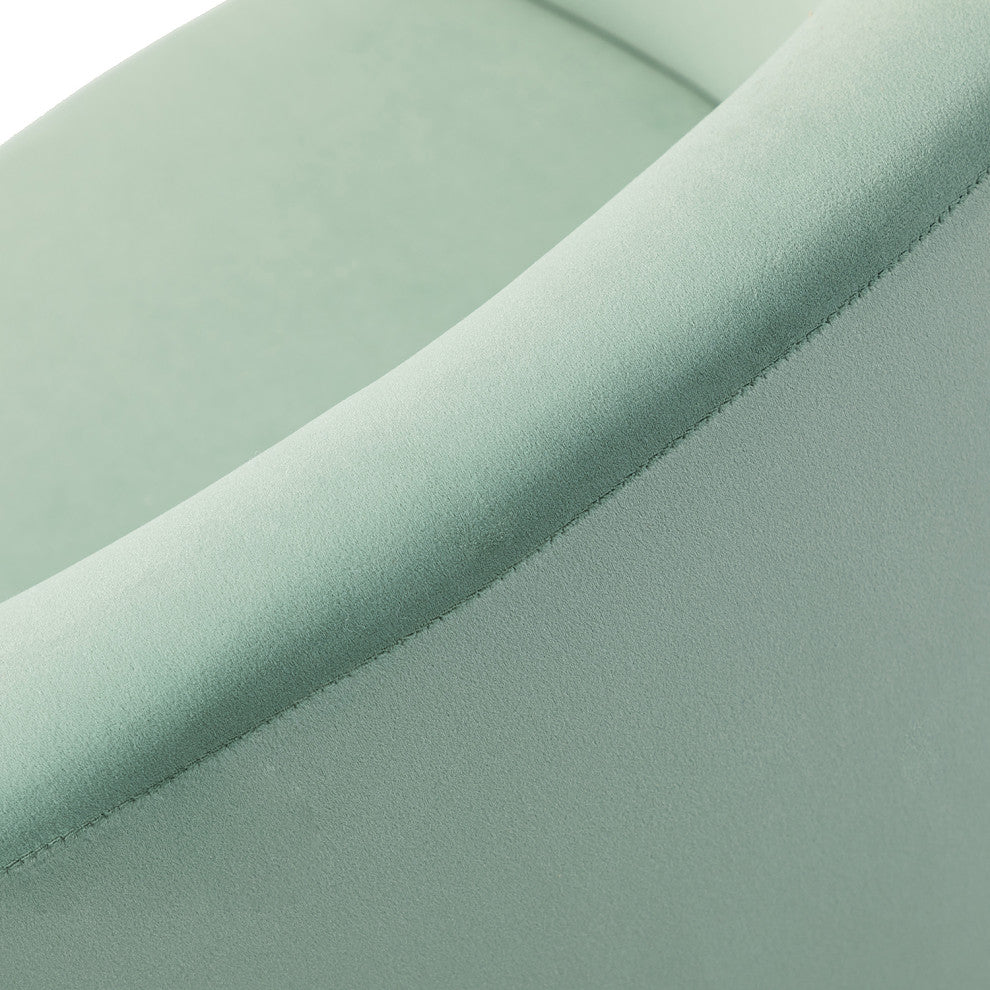 Upholstered Accent Comfy Swivel Chair With Metal Base, Sage