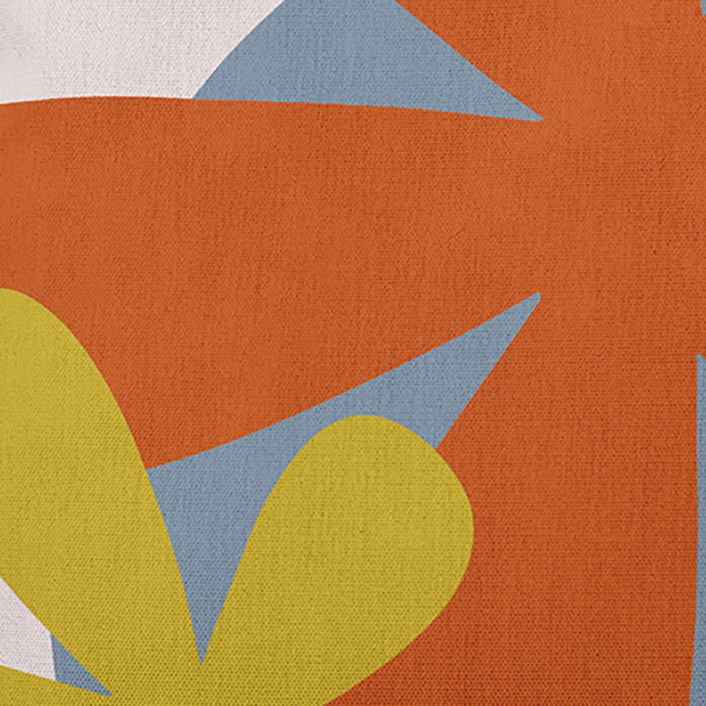 Bold Flowers Polyester Indoor Pillow, Perfect Orange, 16"x16"