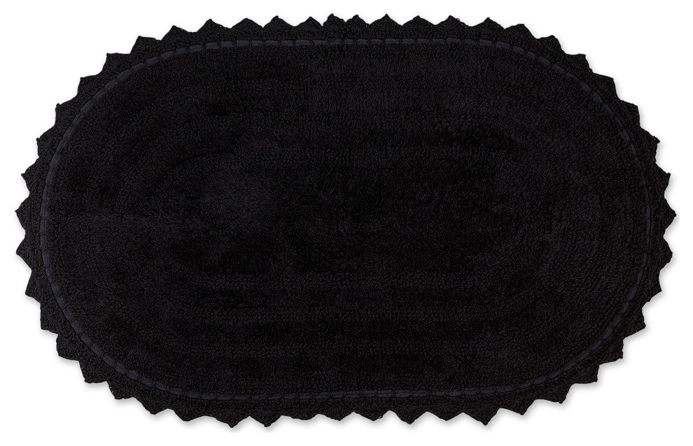 DII Black Large Oval Crochet Bath Mat