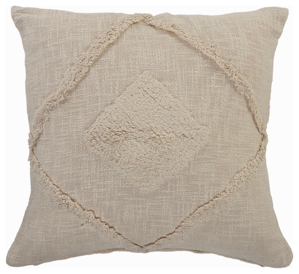 Solid Decorative Double Diamond Cotton Throw Pillow