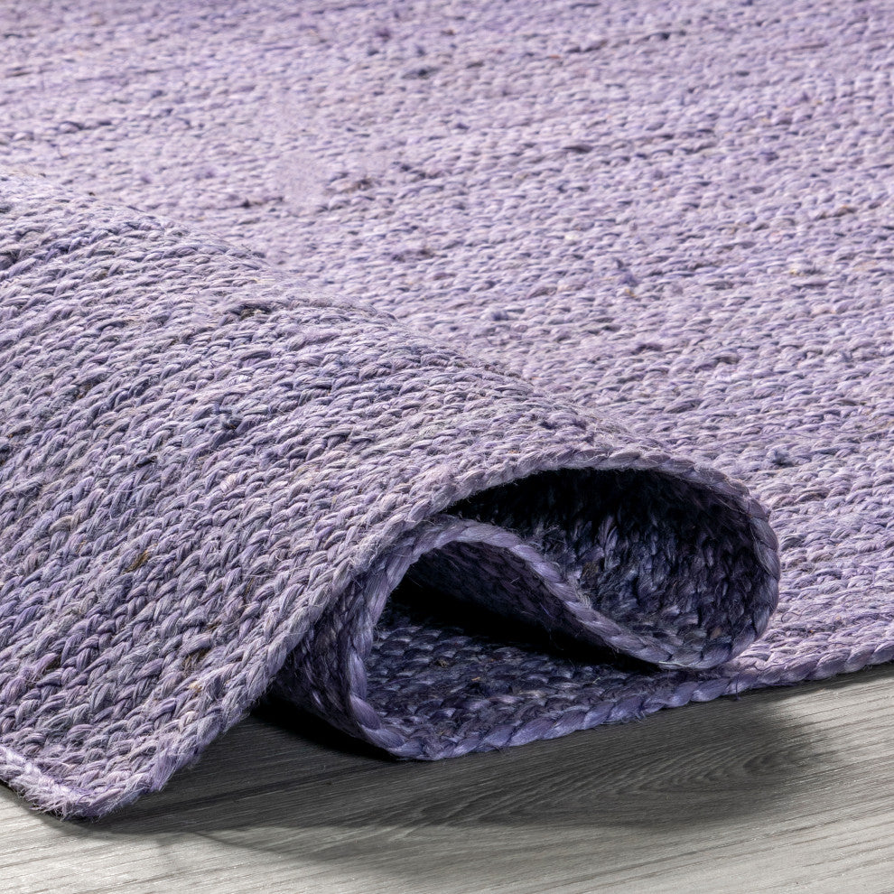 Nuloom Rigo Hand Woven Farmhouse Jute Rug, Purple 6' x 9'