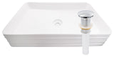 NP-208513 Rectangular Porcelain Sink w/ Grooved Exterior, Drain Option, Chrome