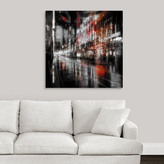 "City At Night V" Wrapped Canvas Art Print, 35"x35"x1.5"