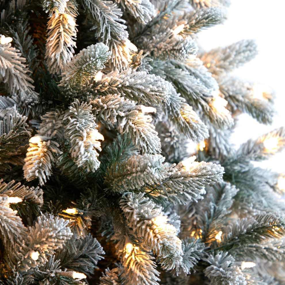 9' Flocked South Carolina Spruce Artificial Christmas Tree With 850 Clear Lights