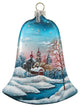 Hand Painted Winter Landscape Glass Bell Scenic Ornament