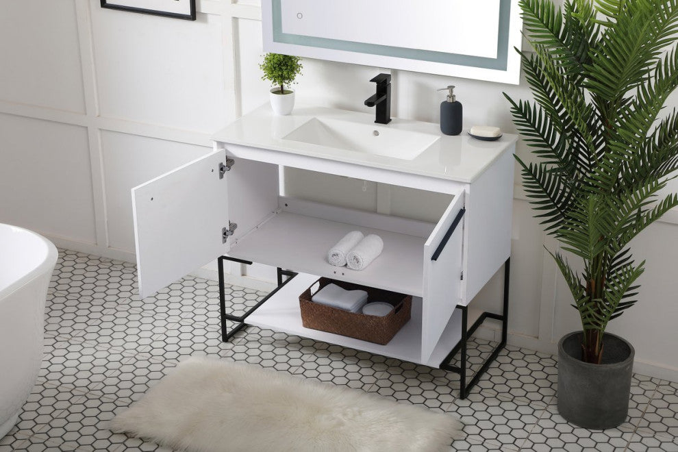 40" Single Bathroom Vanity, White