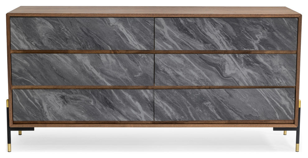 Nova Domus Metcalf Mid-Century Walnut and Gray Bedroom Set, Queen
