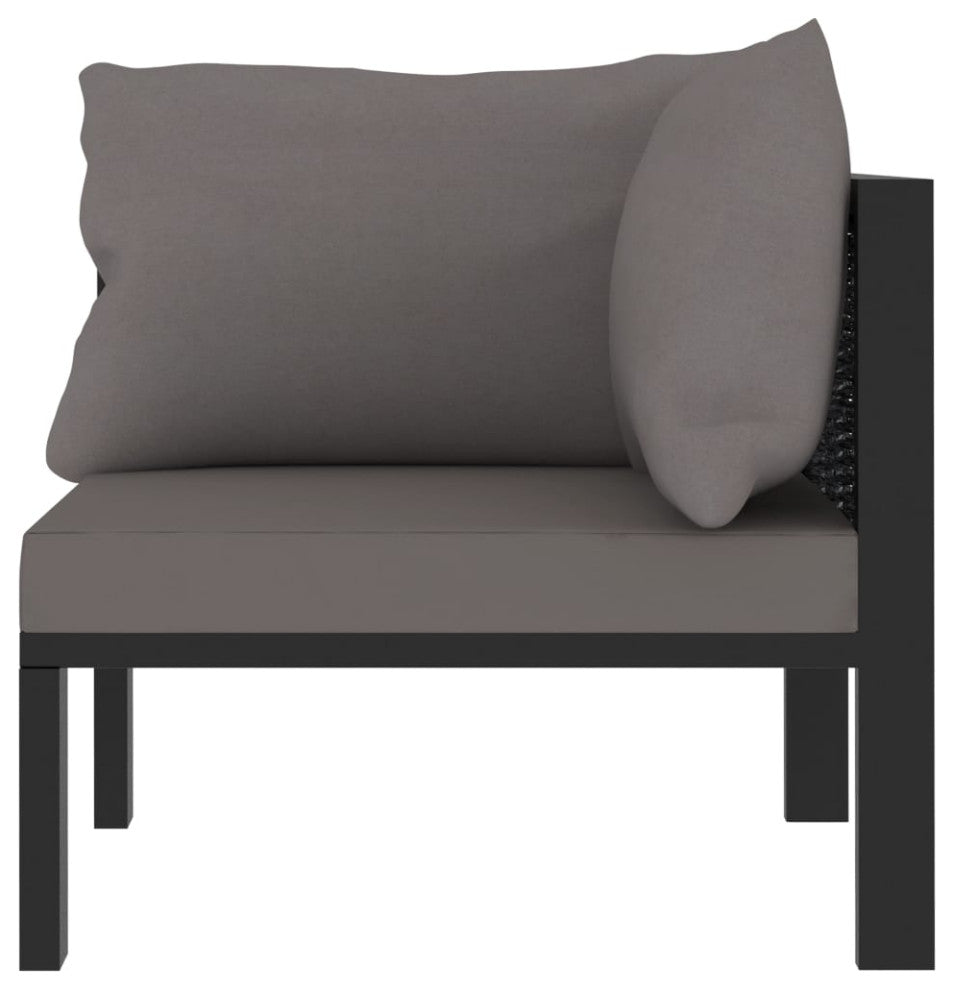 vidaXL Sectional Corner Sofa With Left Armrest Poly Rattan Anthracite