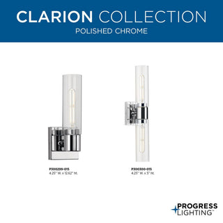 Clarion 1-Light Clear Glass Modern Wall Light, Polished Chrome