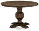 Irving Dining Table, Rustic Rubberwood Table In Distressed Jacobean Finish, 48"