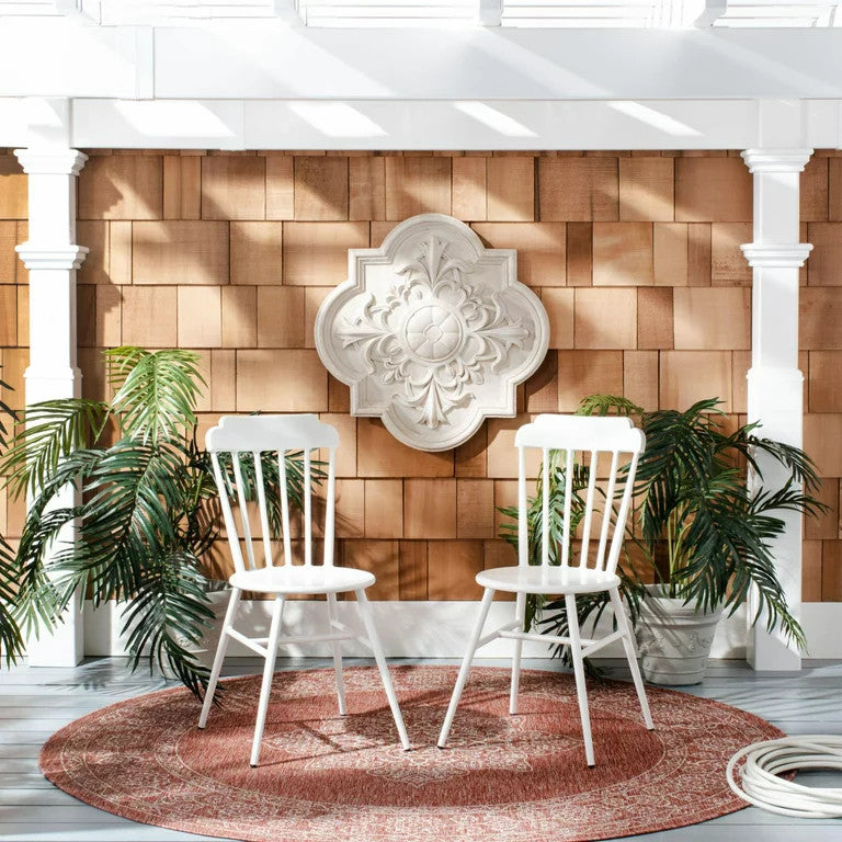 2 Pack Indoor Outdoor Dining Side Chair, Armless Seat & Slat Back, Matte White