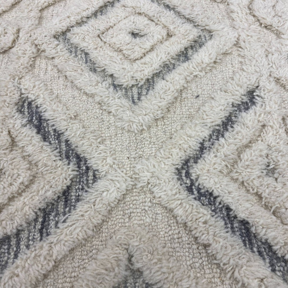 6' Round Cream Modern Geometric Area Rug