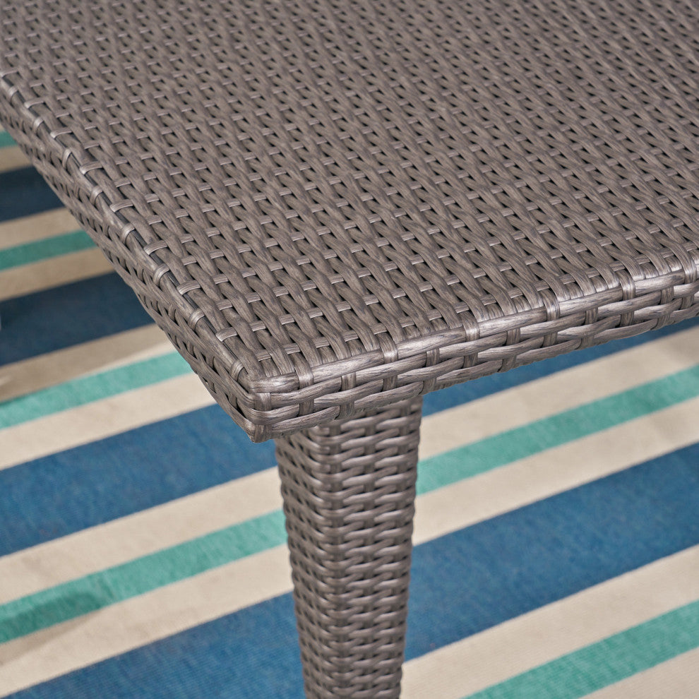 GDF Studio 7-Piece Hans Outdoor Wicker Dining Set, Gray