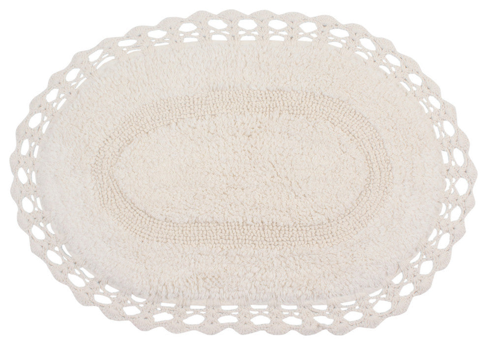 Hampton Crochet Reversible Bath Rug Set, 17x24 Rectangle, Ivory