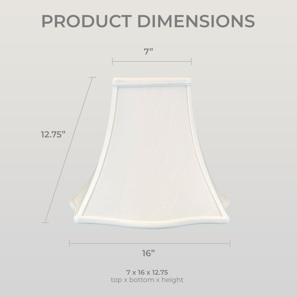 Royal Designs Fancy Square Bell Basic Lamp Shade, White, 7x16x12.75, Set of 2