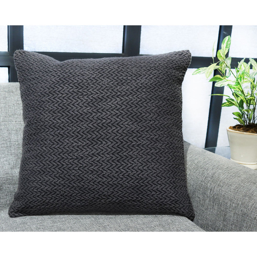 Grey Machine Woven Timberway Throw Pillow, 20" x 20"
