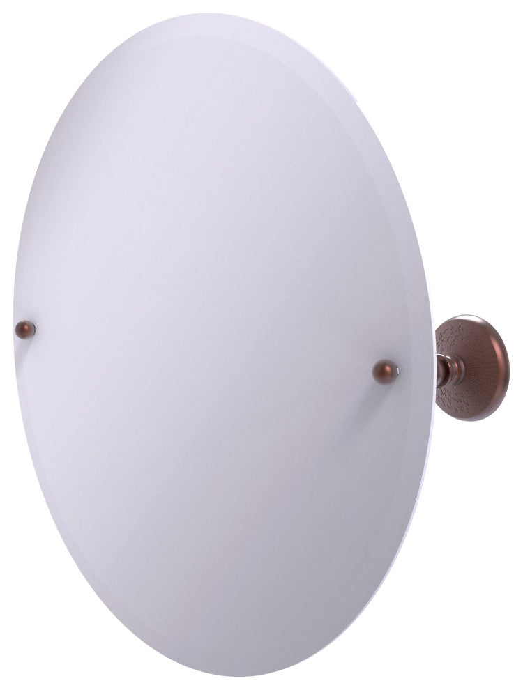 Frameless Round Beveled Edge Tilt Mirror, Antique Copper