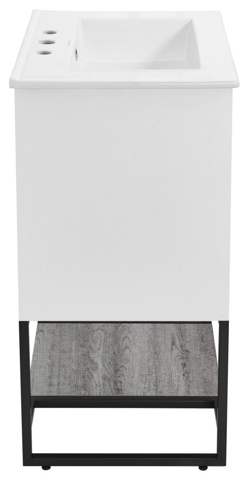 Marseille 24" Gray Oak Bathroom Vanity With White, 3-Hole Ceramic Sink Top