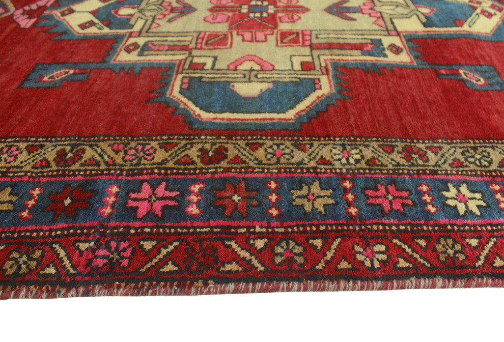 Fine Vintage Distressed Adilynn Red/Blue Runner, 3'6x10'10