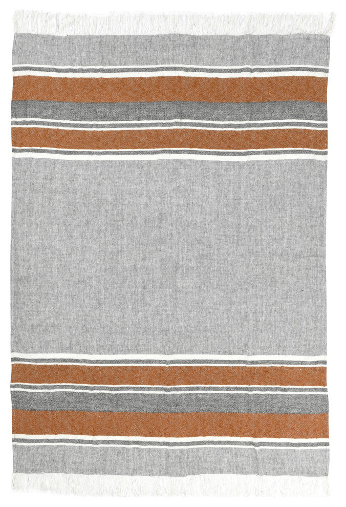 Lima 100% Belgian Linen 50"x70" Throw Blanket Blanket, Multicolor