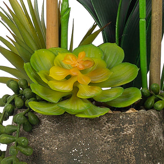 Artificial Phalaenopsis Orchids With Succulents Floral Arrangement, Pot