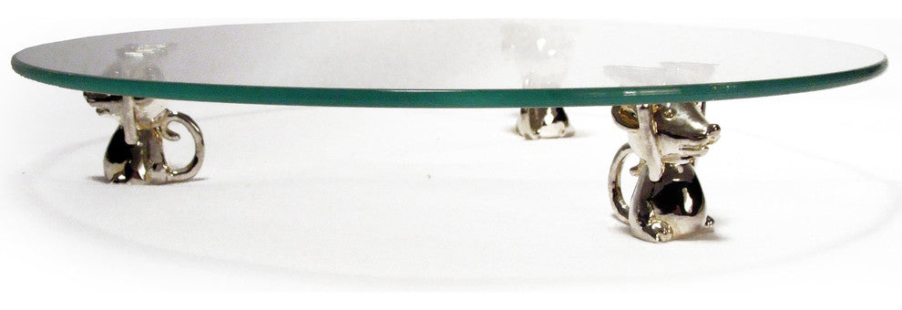 Elegance Glass Cheese Tray with Mice Feet Stands