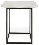 Modrest Aleidy White Marble, Black Metal End Table
