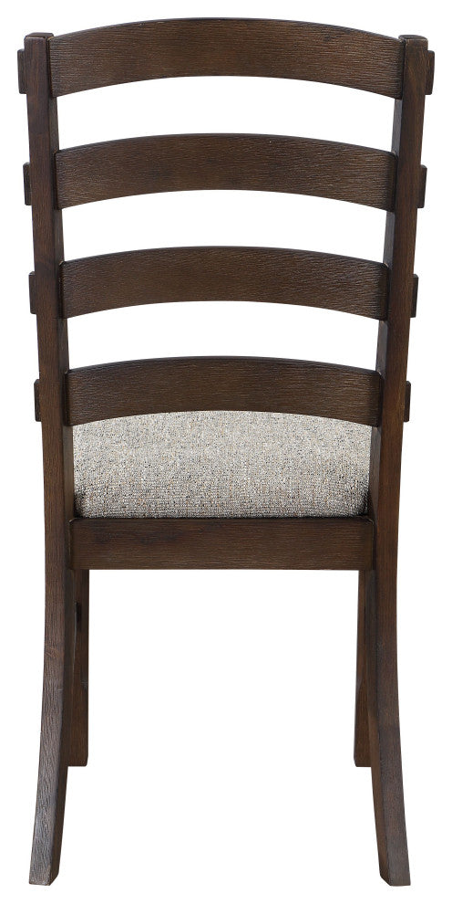 ACME Pascaline Side Chair, Set of 2, Gray Fabric, Rustic Brown and Oak Finish