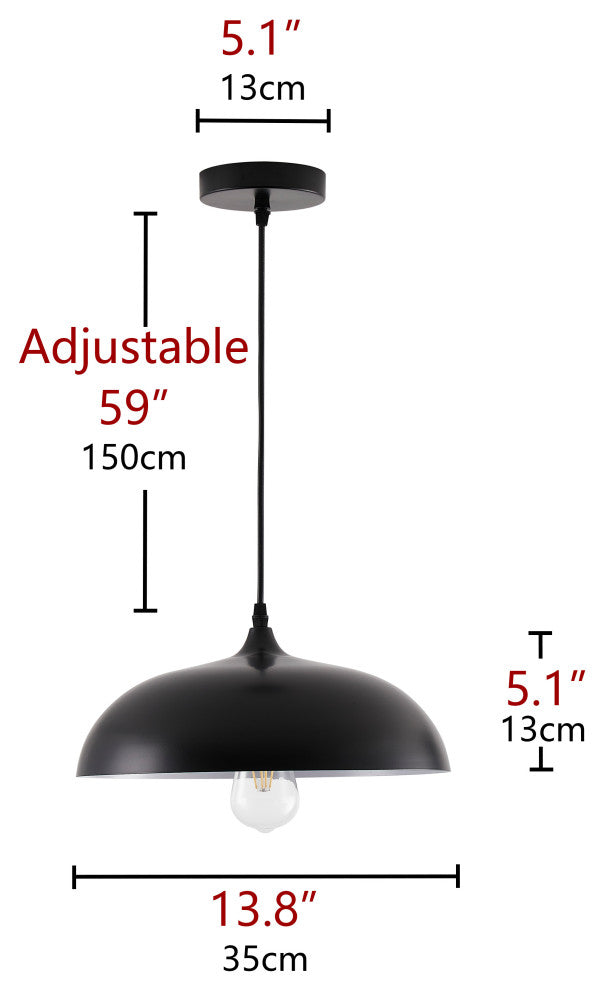 Modern 1-Light Hanging Lamp Fixture With Metal Shade