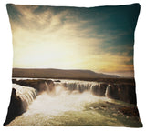 Dramatic Iceland Waterfalls Seashore Throw Pillow, 16"x16"